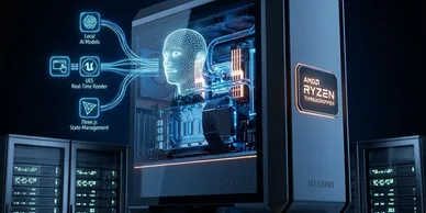 High-performance workstation featuring AMD Threadripper and RTX 5080 for 3D rendering