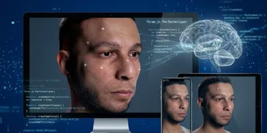 Immersive 3D web environment developed with Three.js and Spline