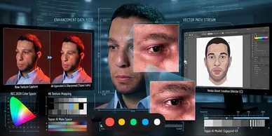 High-fidelity graphic design and AI-enhanced photo upscaling via Topaz Labs